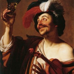 Man praising a cup